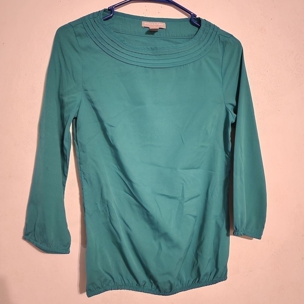 Banana Republic Green Blouse Womens Size XS
